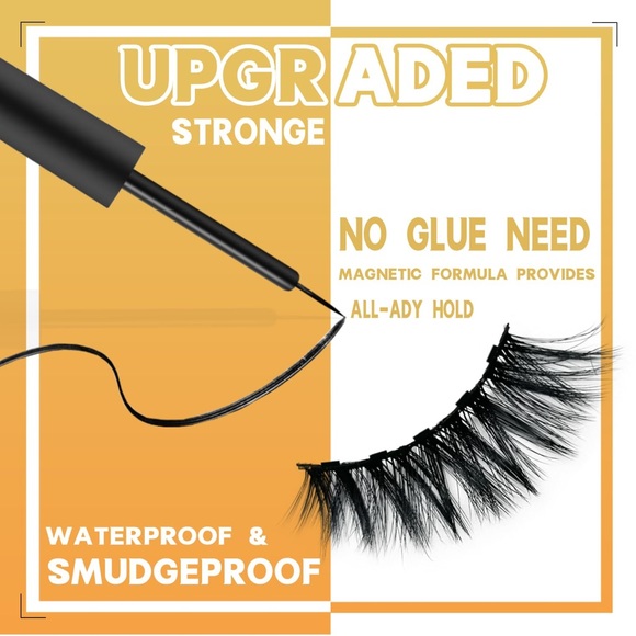 Magnetic Eyelashes/Faux Mink Short Cat Eye Natural Looking with Eyeliner, Vegan - Picture 4 of 8